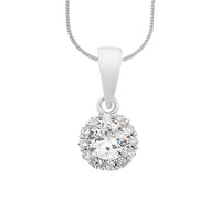 Sterling Silver Cubic Zirconia Halo Necklace Necklaces Bevilles 
