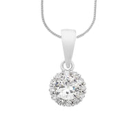 Sterling Silver Cubic Zirconia Halo Necklace Necklaces Bevilles 