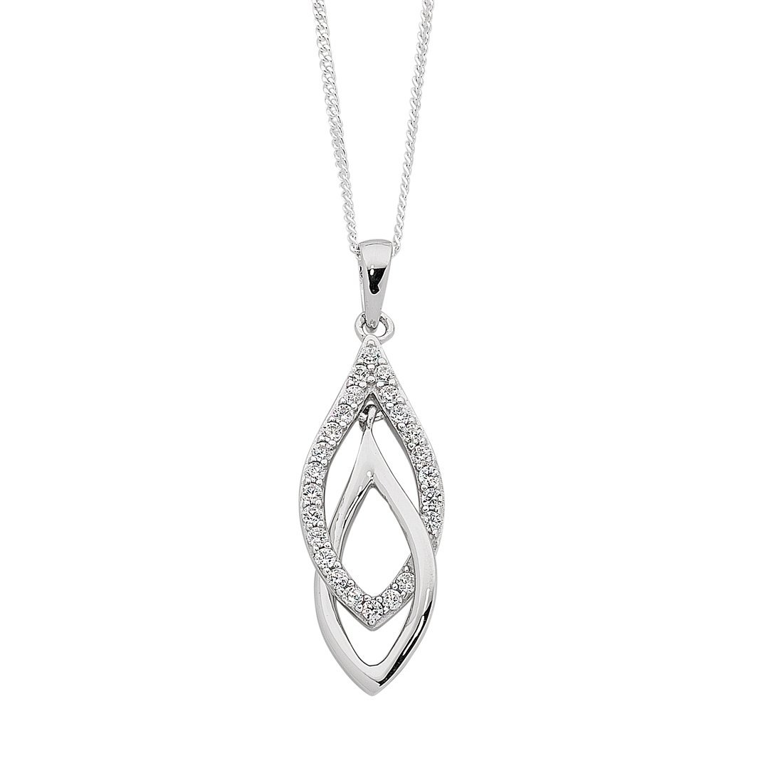Sterling Silver Interlocked Drop Necklace Necklaces Bevilles 