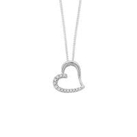 Sterling Silver Open Heart Cubic Zirconia Necklace Necklaces Bevilles 