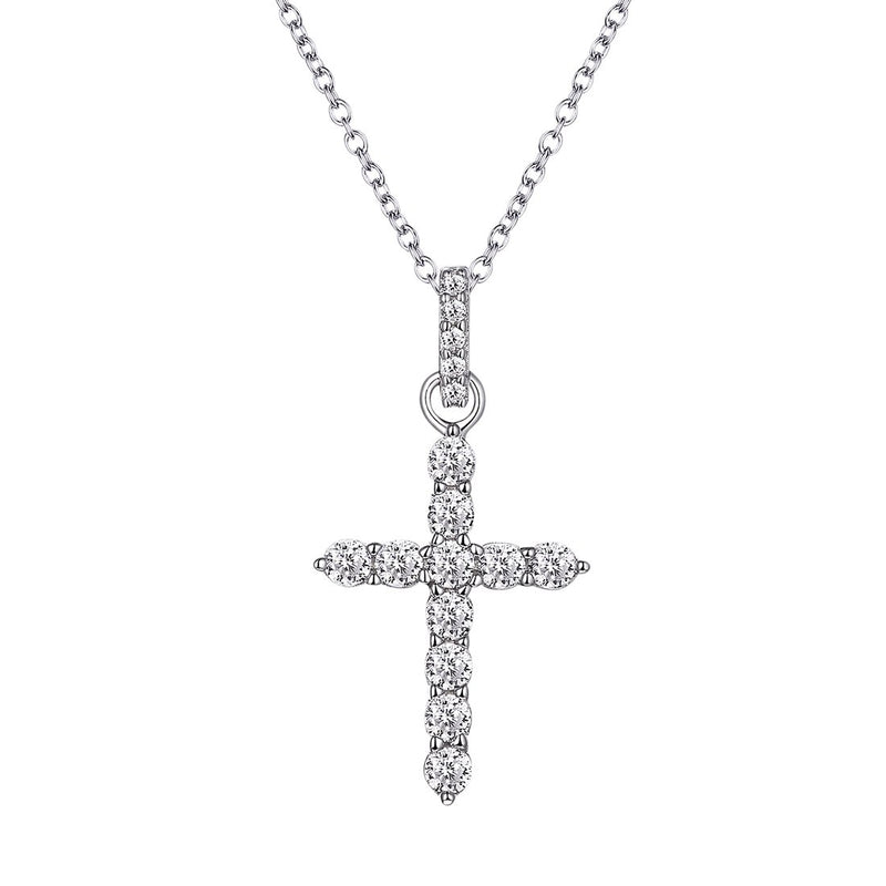 Sterling Silver Cubic Zirconia Cross Necklace Necklaces Bevilles 