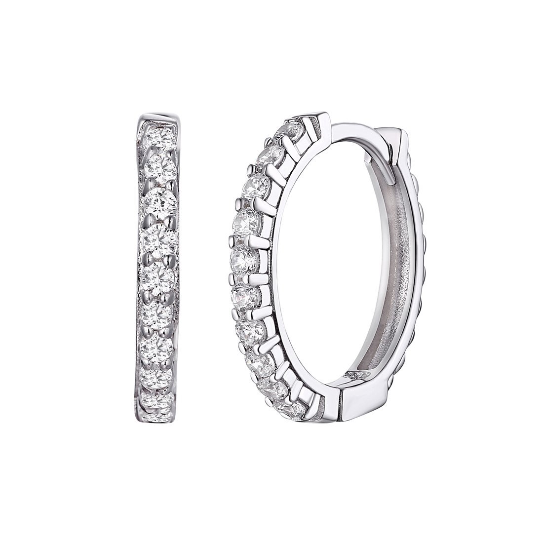 Sterling Silver Cubic Zirconia Claw Set Hoop Earrings 17mm Earrings Bevilles 