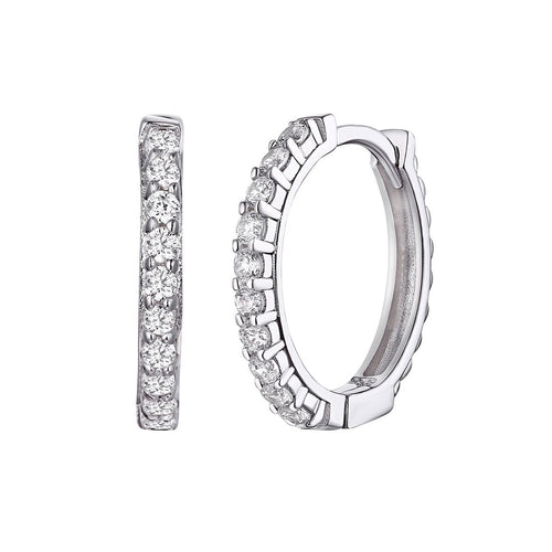 Sterling Silver Cubic Zirconia Claw Set Hoop Earrings 17mm Earrings Bevilles 