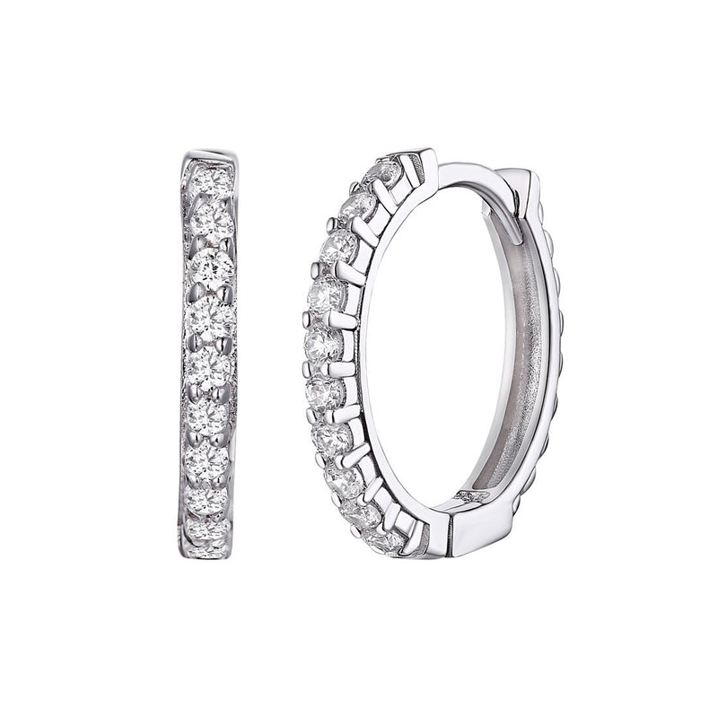 Sterling Silver Cubic Zirconia Claw Set Hoop Earrings 17mm Earrings Bevilles 