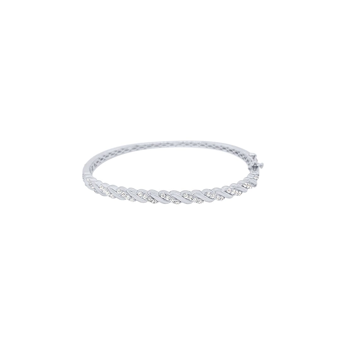 Sterling Silver Twist Bangle with Cubic Zirconia