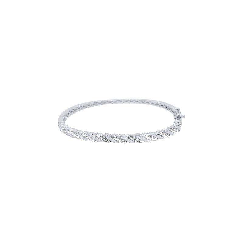 Sterling Silver Twist Bangle with Cubic Zirconia Bangles Bevilles 