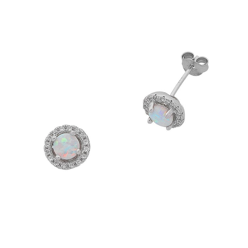 Sterling Silver Synthetic Opal and Cubic Zirconia Earrings Earrings Bevilles 