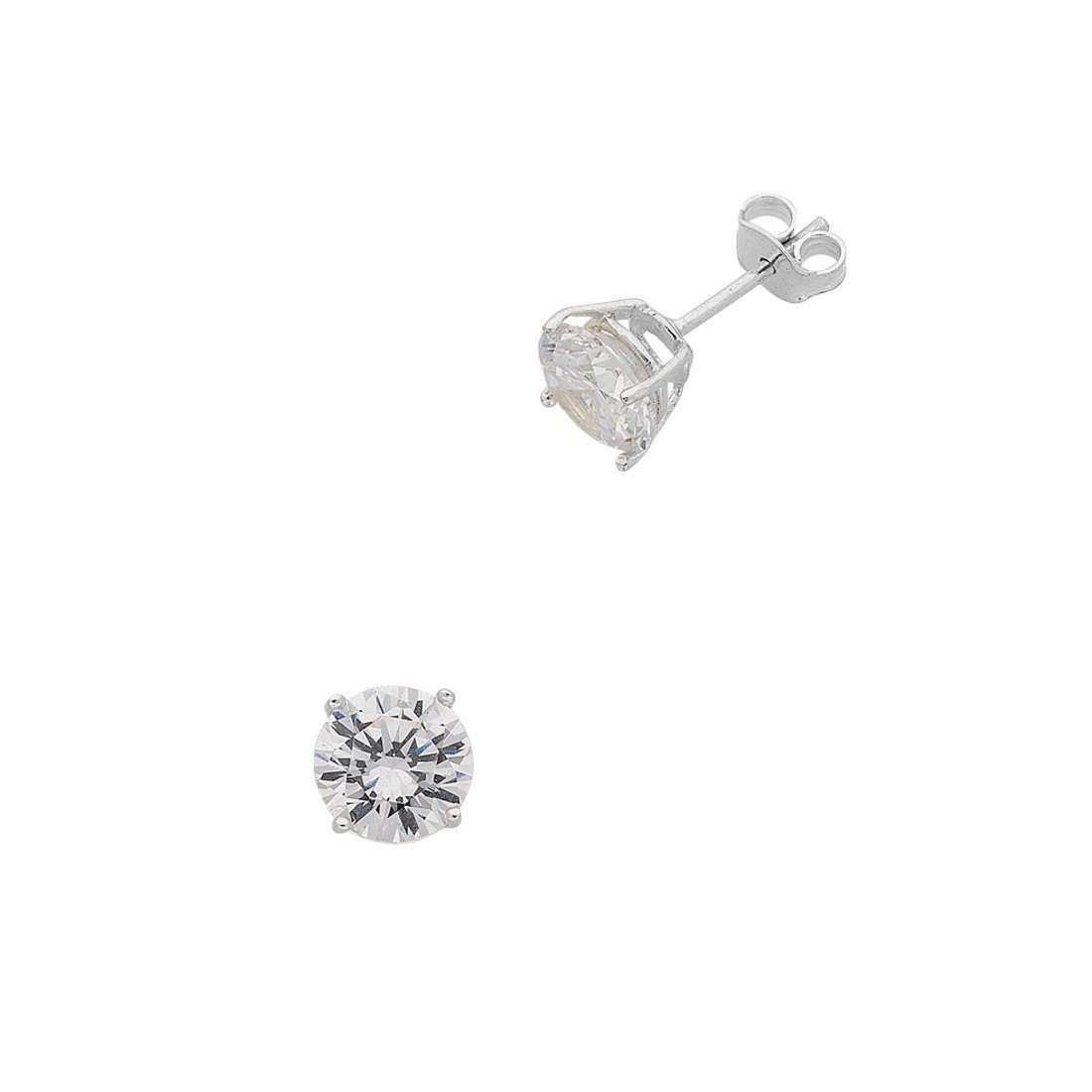 Sterling Silver 8mm Cubic Zirconia Stud Earrings Earrings Bevilles 