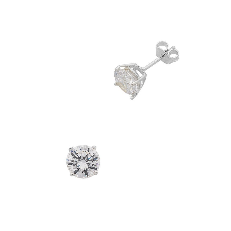 Sterling Silver 8mm Cubic Zirconia Stud Earrings Earrings Bevilles 