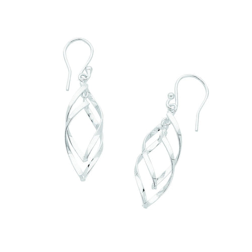Sterling Silver Open Twist Drop Earrings Earrings Bevilles 