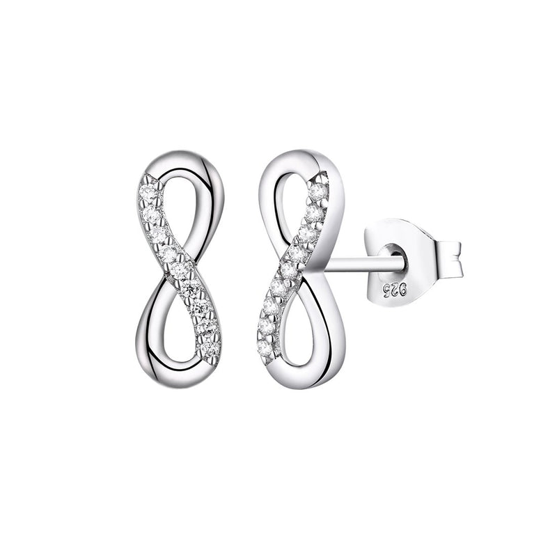 Sterling Silver Cubic Zirconia Infinity Stud Earrings Earrings Bevilles 
