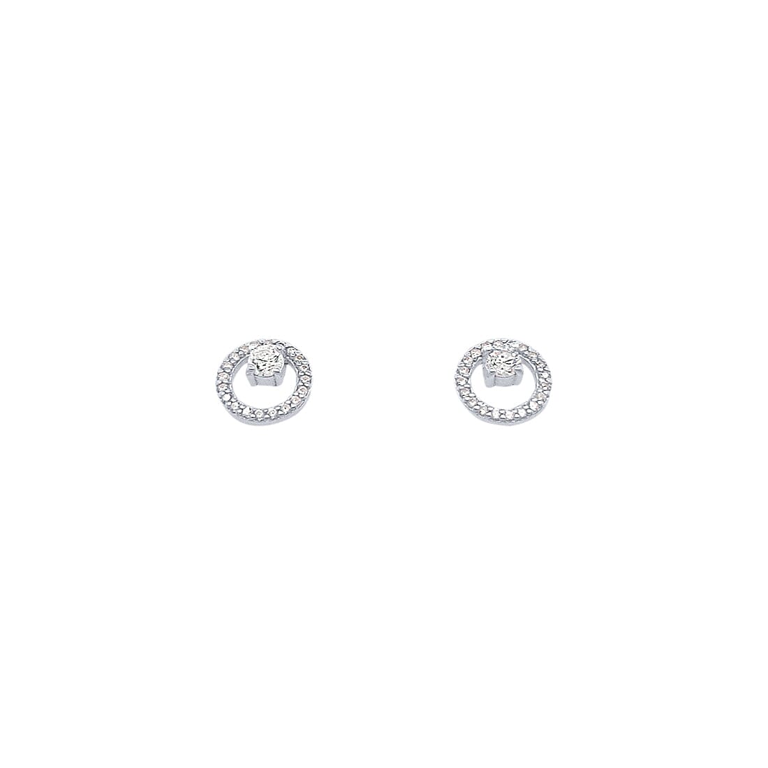 Sterling Silver Open Circle Stud Earrings with Cubic Zirconia Earrings Bevilles 