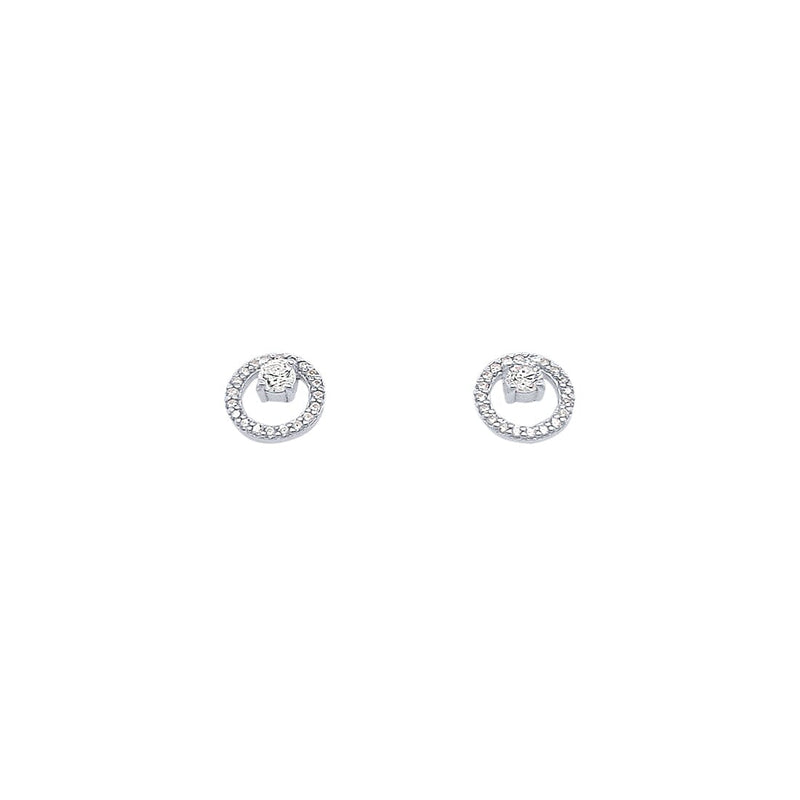 Sterling Silver Open Circle Stud Earrings with Cubic Zirconia Earrings Bevilles 