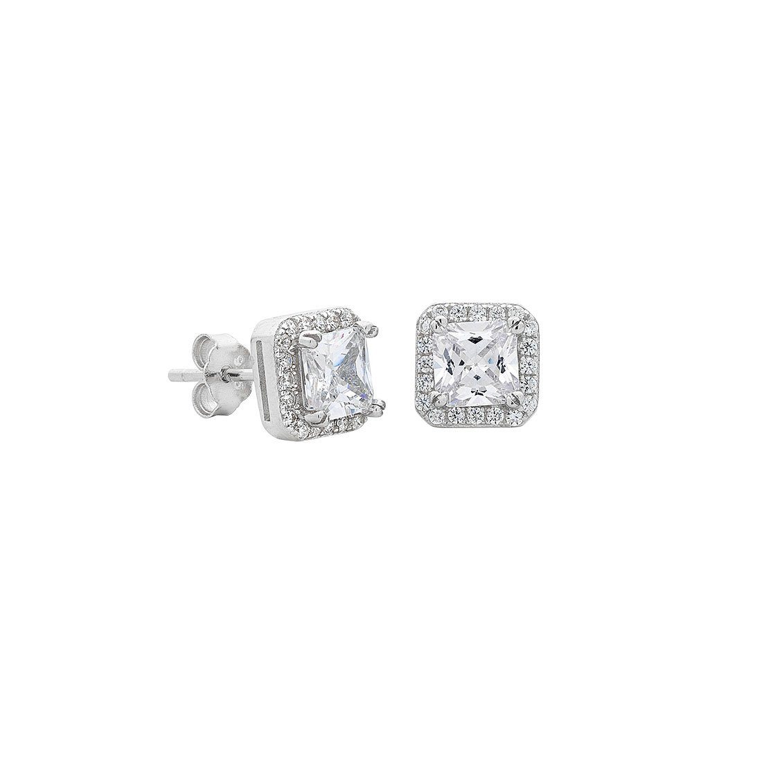 Sterling Silver Cubic Zirconia Stud Earrings Earrings Bevilles 