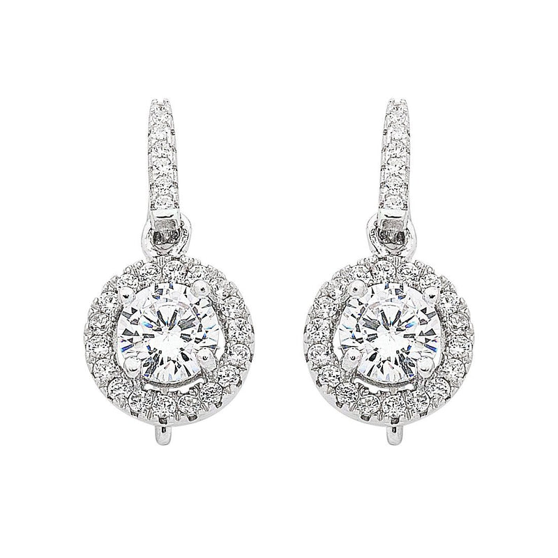 Sterling Silver Cubic Zirconia Hook Drop Earrings Earrings Bevilles 