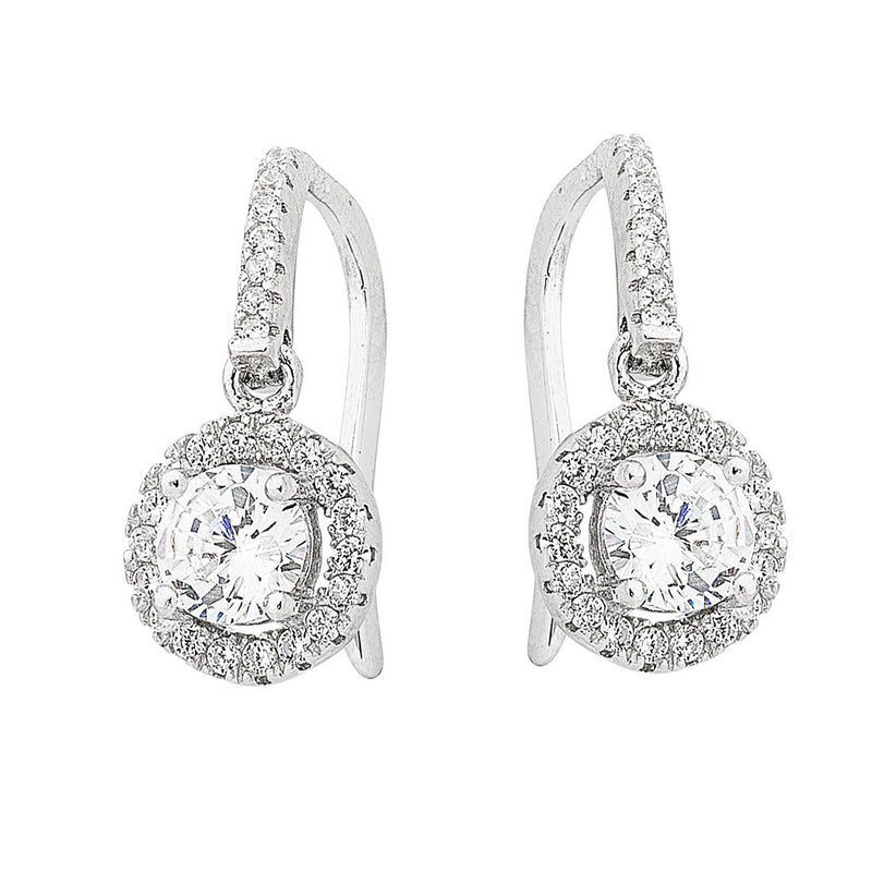 Sterling Silver Cubic Zirconia Hook Drop Earrings Earrings Bevilles 