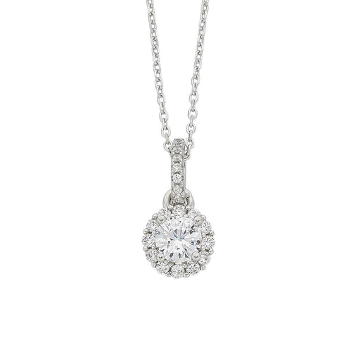 Sterling Silver Cubic Zirconia Necklace and Earrings Set Earrings Bevilles 