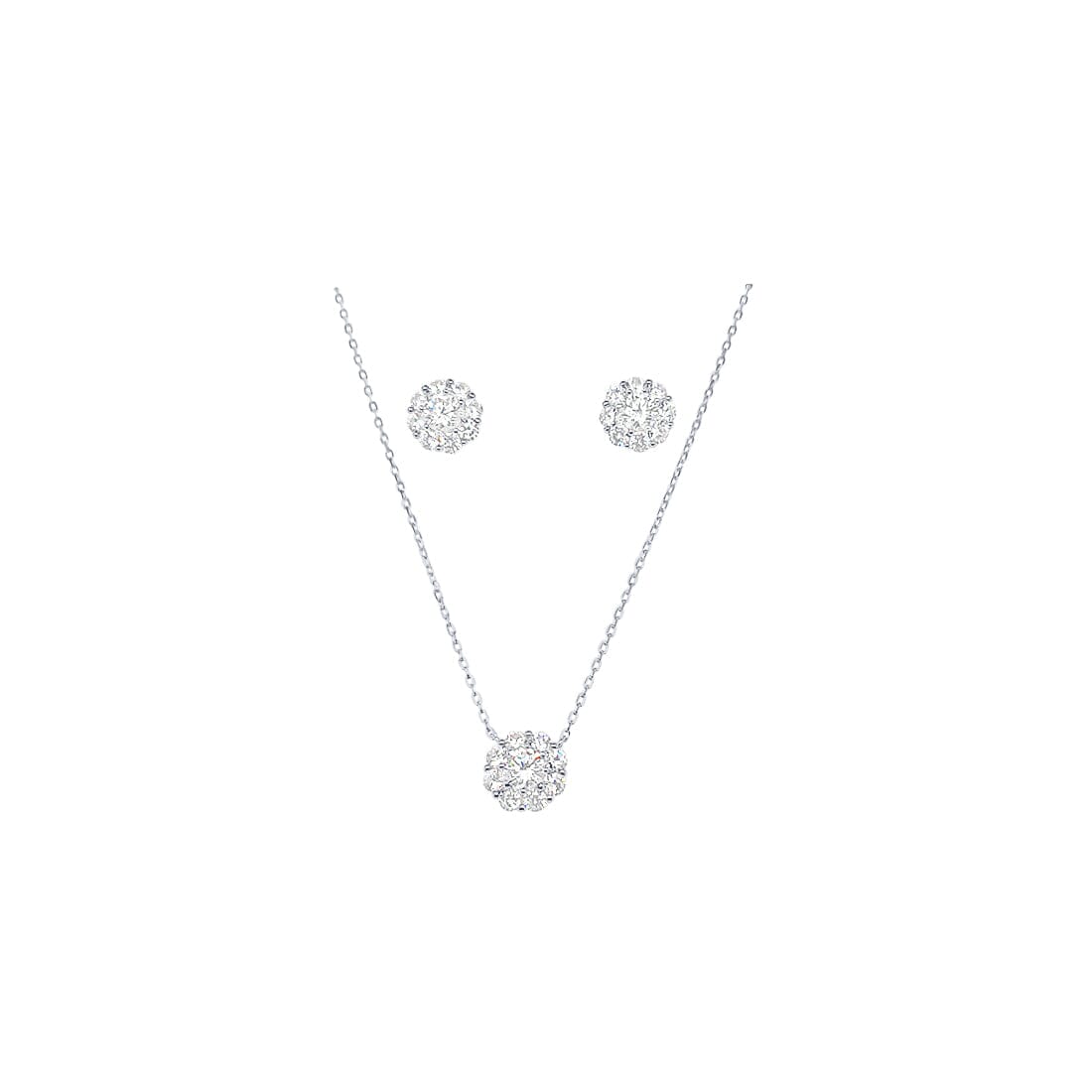 45cm Necklace and Stud Earring Set with Cubic Zirconia in Sterling Silver Jewellery Set Bevilles 