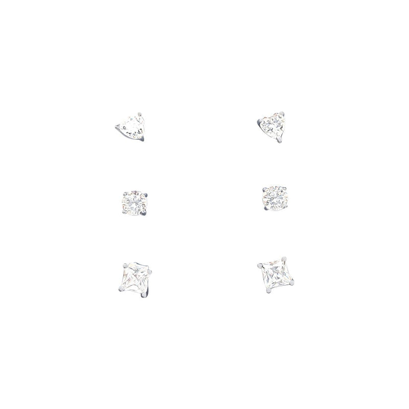 Children's Sterling Silver 3pc Stud Earring Set with Cubic Zirconia Earrings Bevilles 