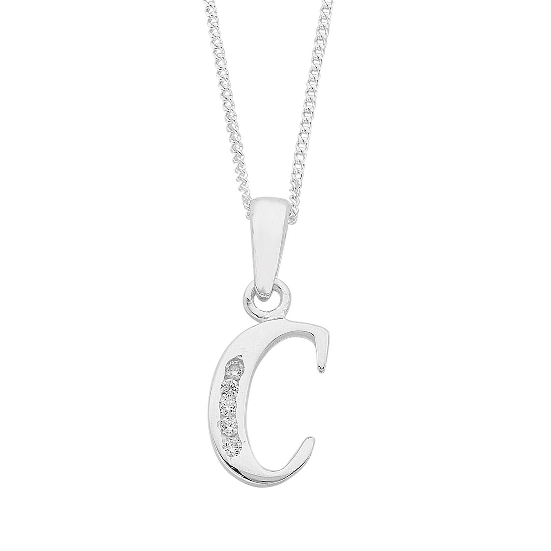 Sterling Silver Cubic Zirconia Initial Necklace Necklaces Bevilles 
