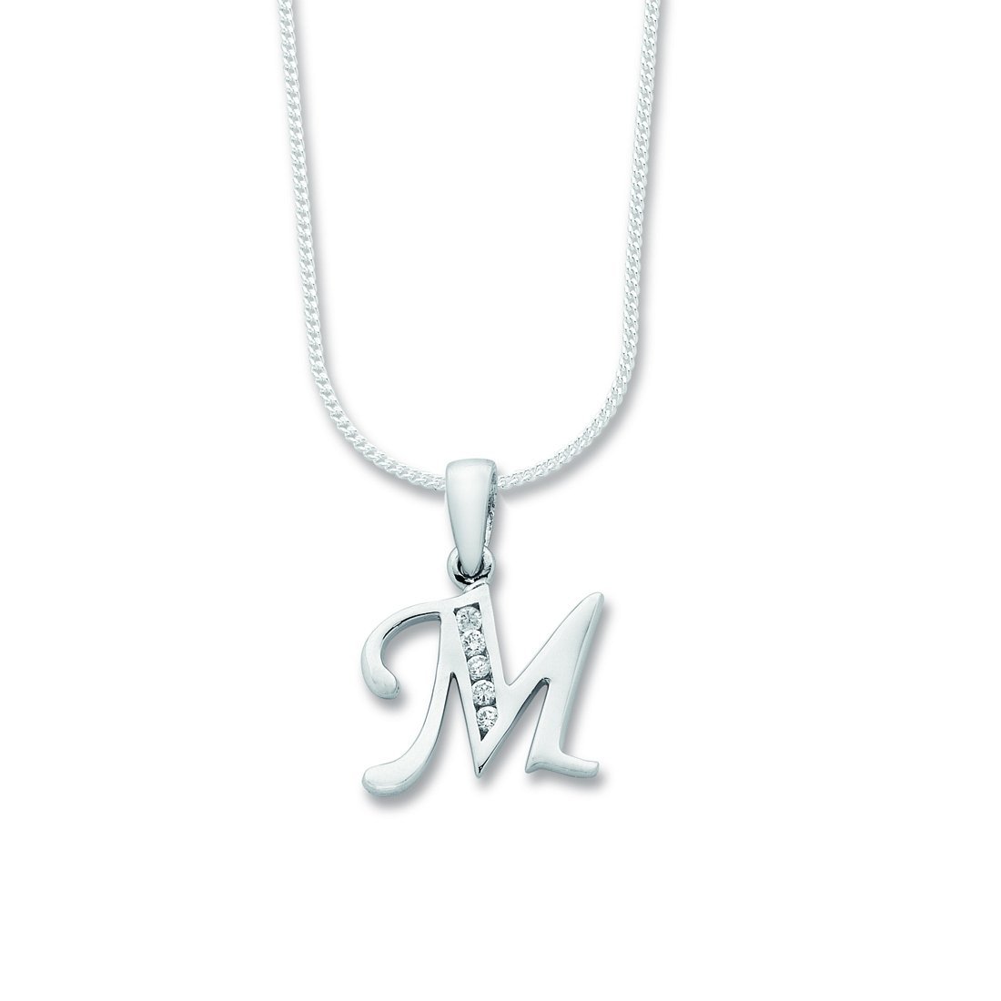 Sterling Silver Cubic Zirconia Initial Necklace Necklaces Bevilles M 