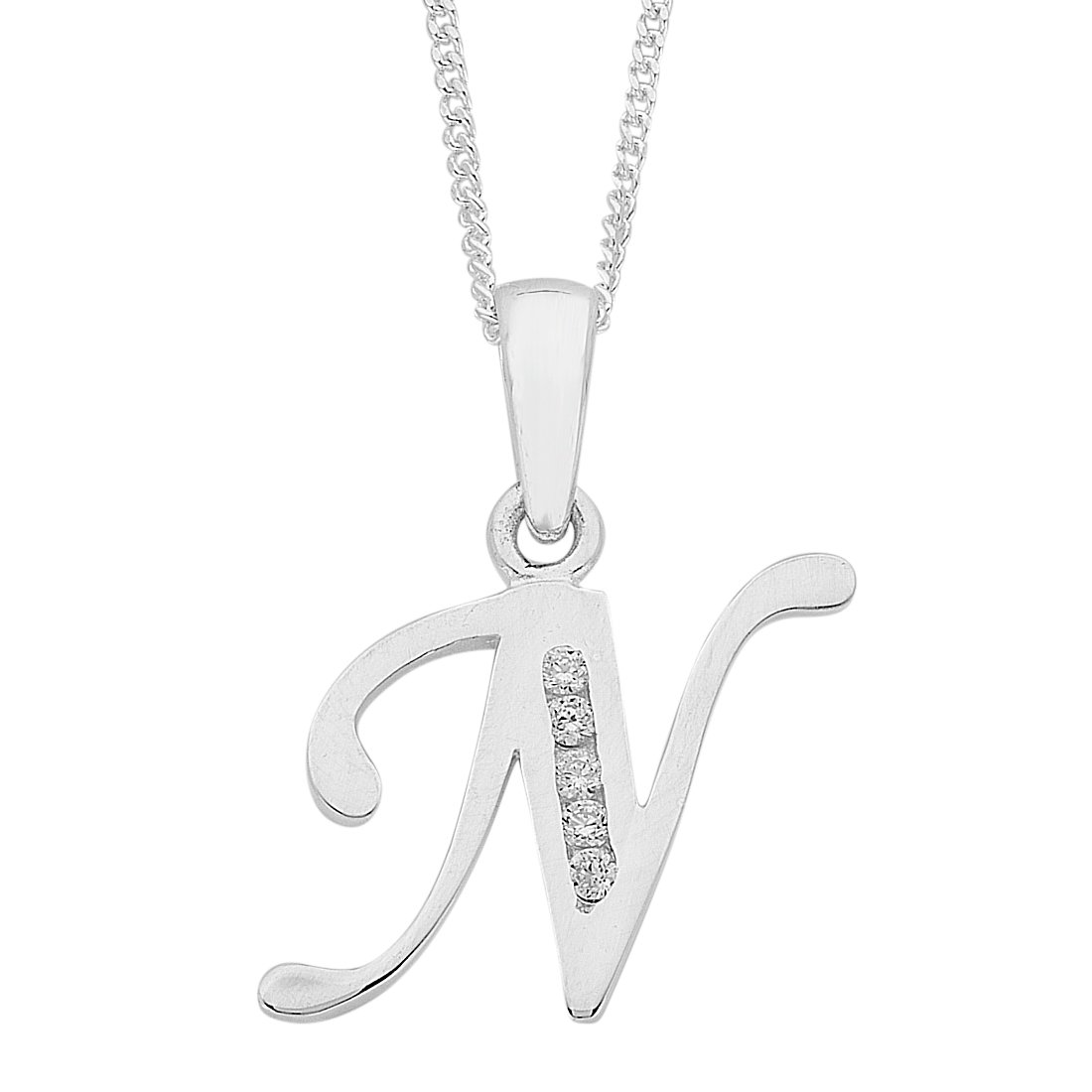 Sterling Silver Cubic Zirconia Initial Necklace Necklaces Bevilles N 