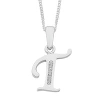 Sterling Silver Cubic Zirconia Initial Necklace Necklaces Bevilles T 