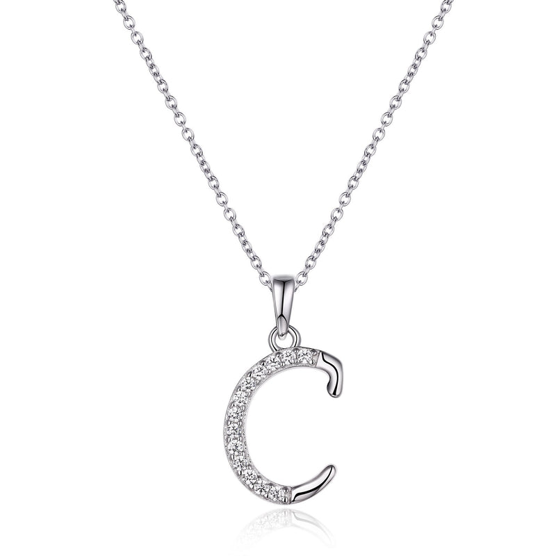 Sterling Silver Cubic Zirconia Initial Necklace - Most Initials Available Necklaces Bevilles C 