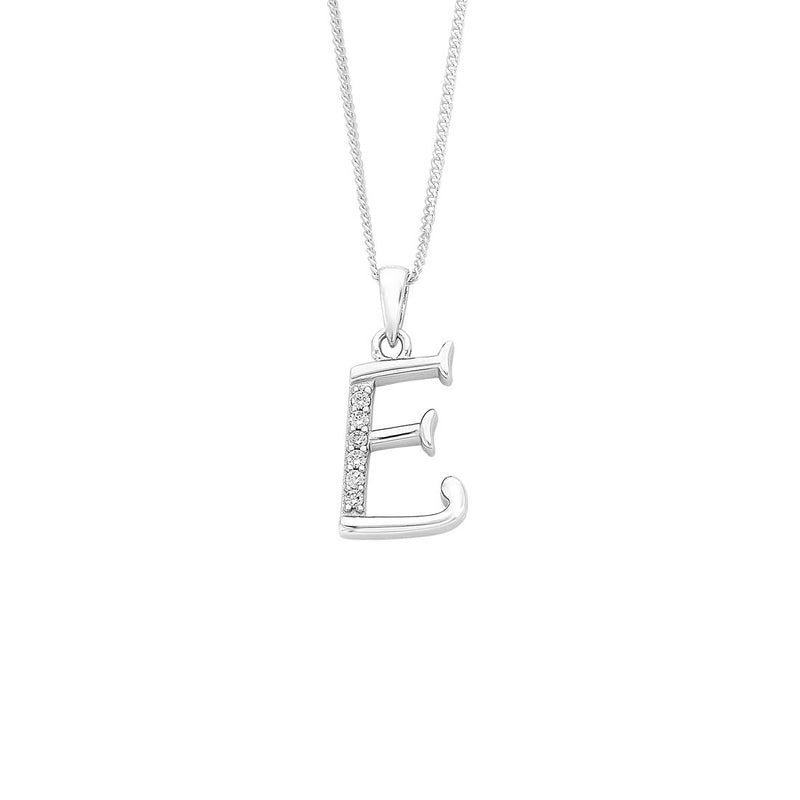 Sterling Silver Cubic Zirconia Initial Necklace - Most Initials Available Necklaces Bevilles E 