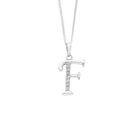 Sterling Silver Cubic Zirconia Initial Necklace - Most Initials Available Necklaces Bevilles F 