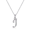 Sterling Silver Cubic Zirconia Initial Necklace - Most Initials Available Necklaces Bevilles J 