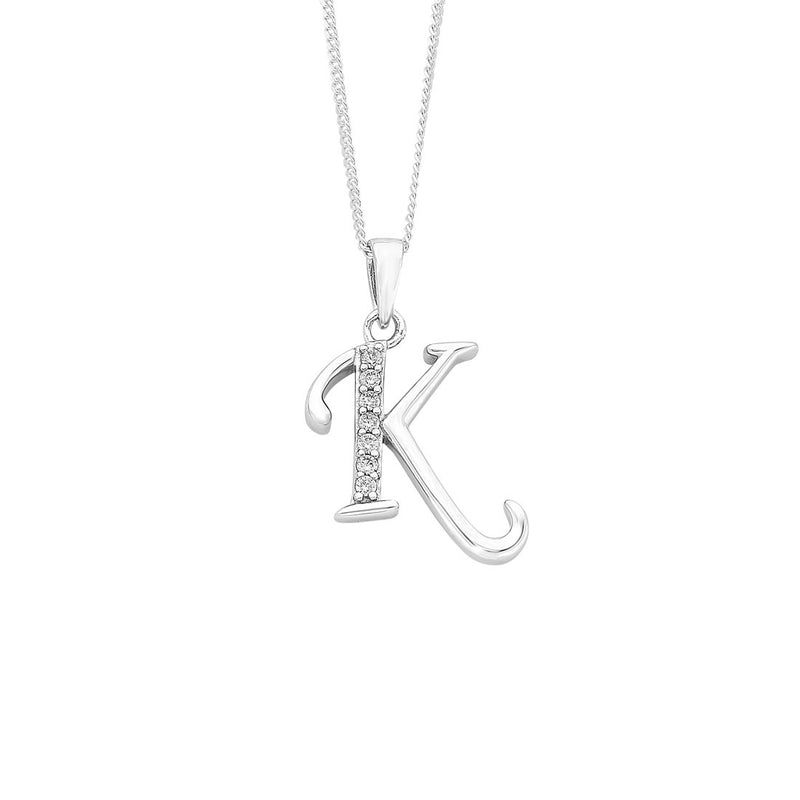 Sterling Silver Cubic Zirconia Initial Necklace - Most Initials Available Necklaces Bevilles K 