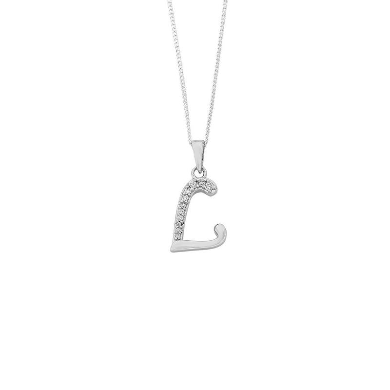 Sterling Silver Cubic Zirconia Initial Necklace - Most Initials Available Necklaces Bevilles L 