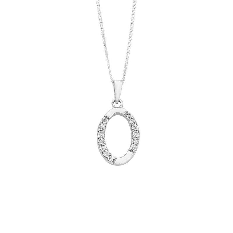 Sterling Silver Cubic Zirconia Initial Necklace - Most Initials Available Necklaces Bevilles O 