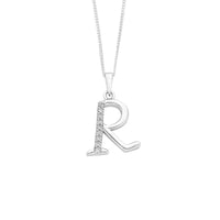 Sterling Silver Cubic Zirconia Initial Necklace - Most Initials Available Necklaces Bevilles R 
