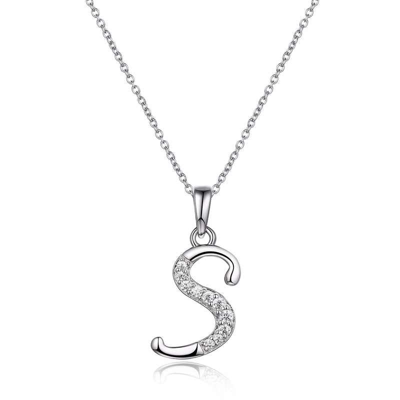 Sterling Silver Cubic Zirconia Initial Necklace - Most Initials Available Necklaces Bevilles S 