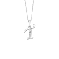 Sterling Silver Cubic Zirconia Initial Necklace - Most Initials Available Necklaces Bevilles T 