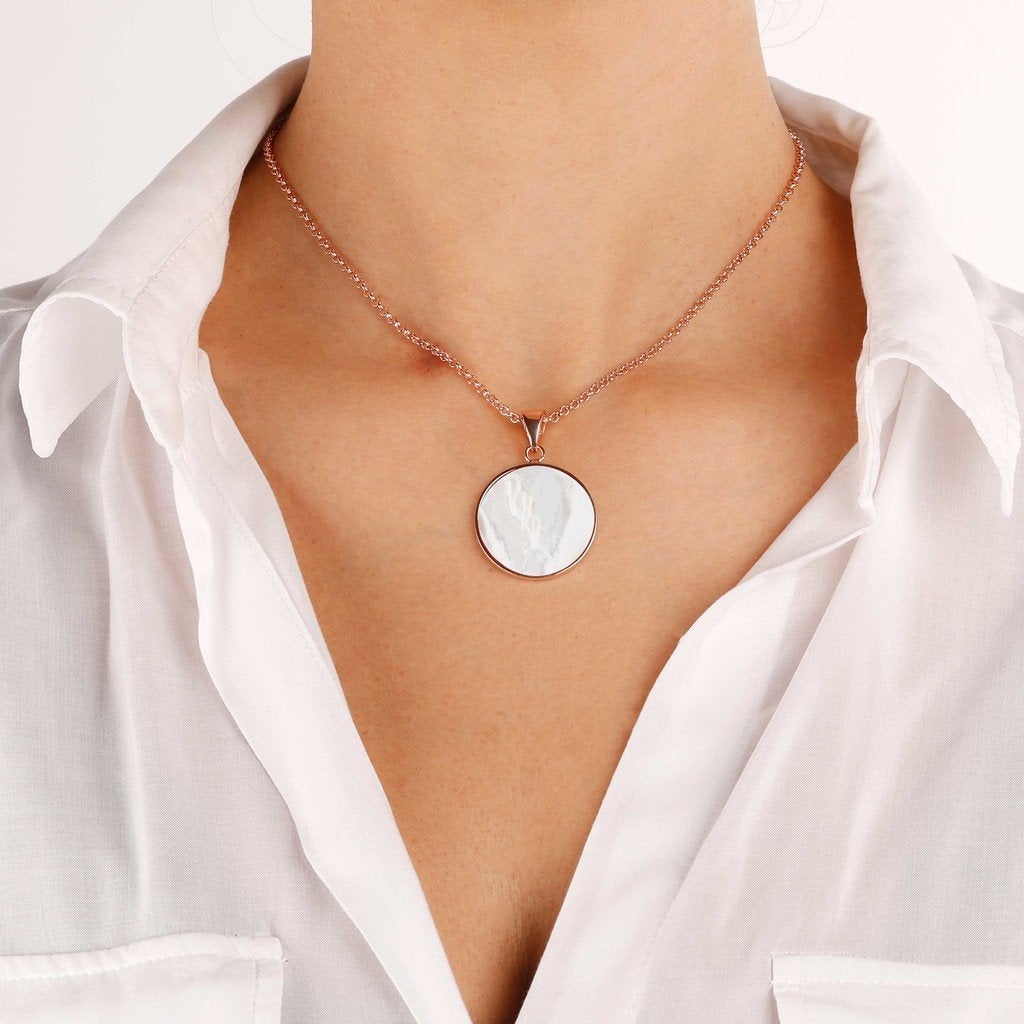 Bronzallure Mother of Pearl Disc Necklace Necklaces Bronzallure 