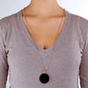 Bronzallure Black Onyx Big Disc Necklace Necklaces Bronzallure 