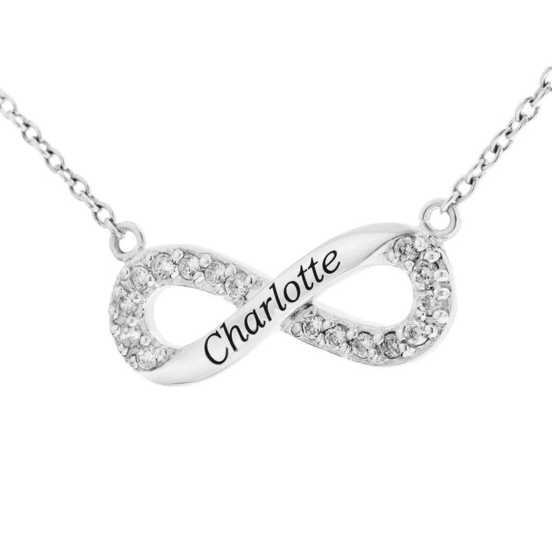 Personalised Sterling Silver Infinity Necklace Necklaces Bevilles 