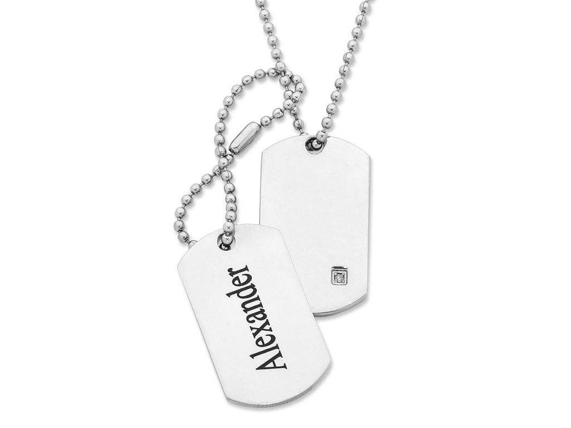 Personalised Diamond Set Dog Tags Necklaces Bevilles 
