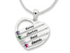 Personalised Sterling Silver Heart Shape Birthstone Name Necklace Necklaces Bevilles 