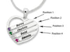 Personalised Sterling Silver Heart Shape Birthstone Name Necklace Necklaces Bevilles 