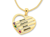 Personalised Heart Shape Birthstone Name Necklace 9ct Gold Necklaces Bevilles 