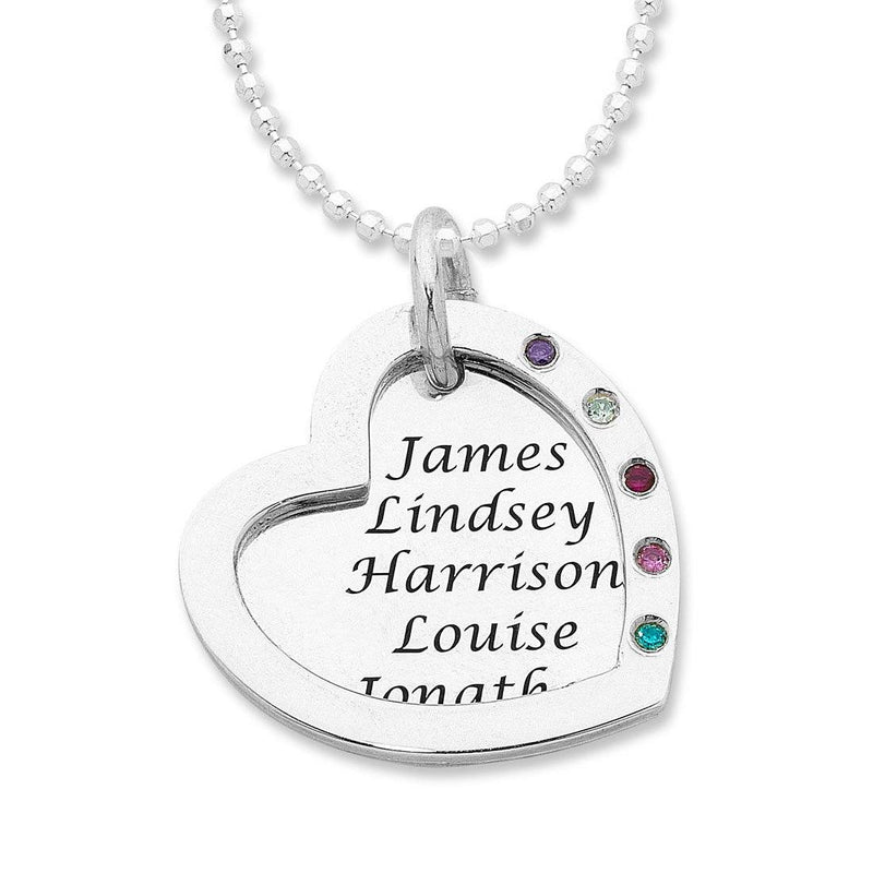 Personalised Sterling Silver Open Heart Necklace Necklaces Bevilles 