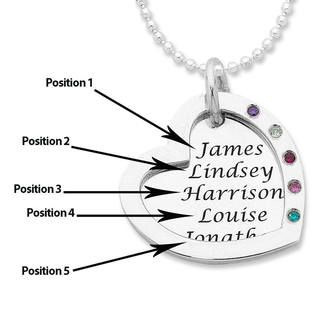 Personalised Sterling Silver Open Heart Necklace Necklaces Bevilles 