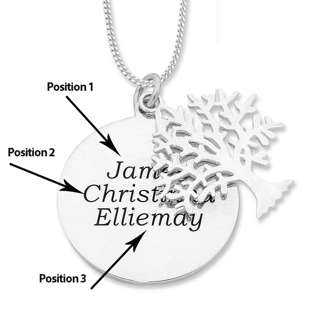 Personalised Sterling Silver Tree of Life Necklace Necklaces Bevilles 