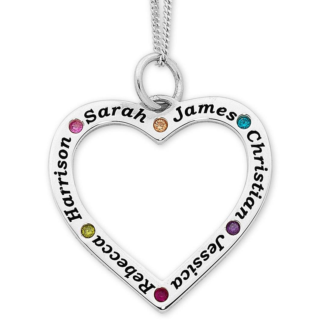 Personalised Sterling Silver Large Heart Necklace Necklaces Bevilles 