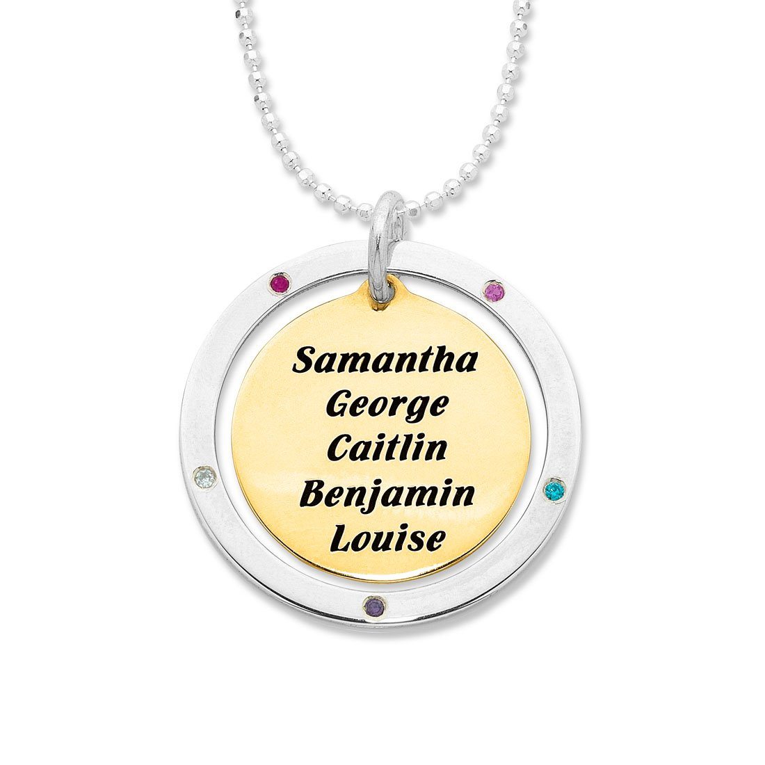 9ct Yellow Gold and Sterling Silver Personalised 2 Tone Disc Necklace Necklaces Bevilles 