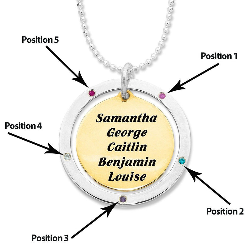 9ct Yellow Gold and Sterling Silver Personalised 2 Tone Disc Necklace Necklaces Bevilles 